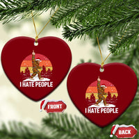 Funny Bigfoot Xmas Ceramic Ornament I Hate People - Wonder Print Shop