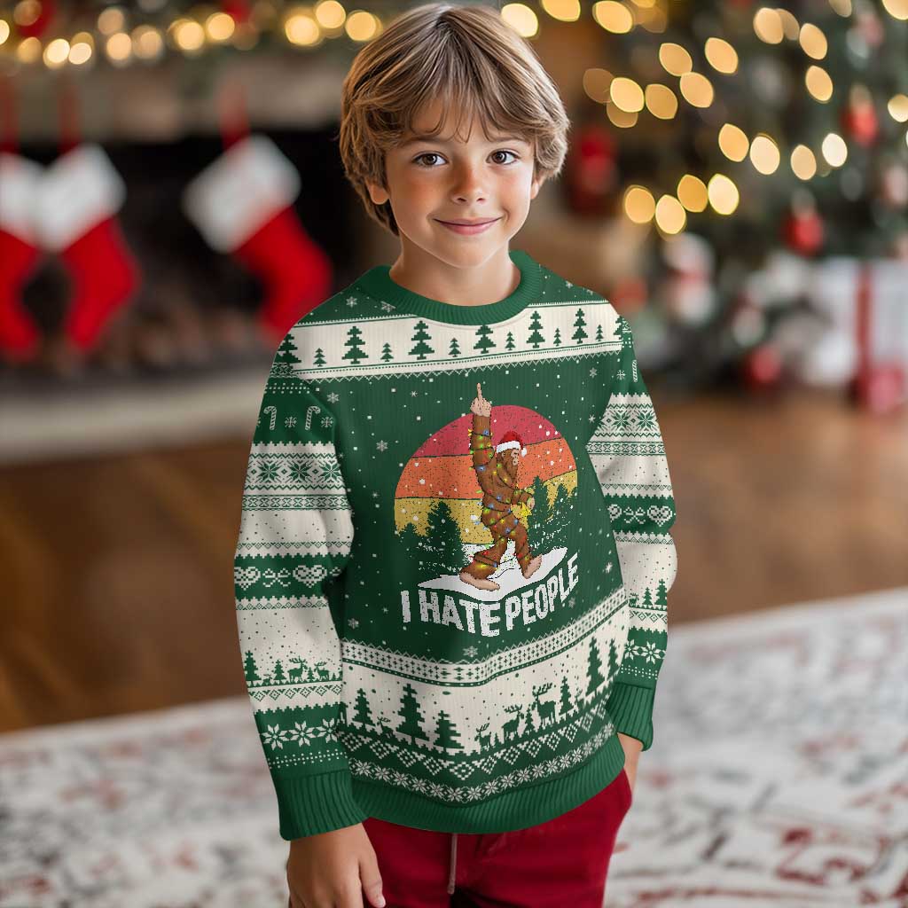 Funny Bigfoot Xmas Ugly Christmas Sweater I Hate People - Wonder Print Shop