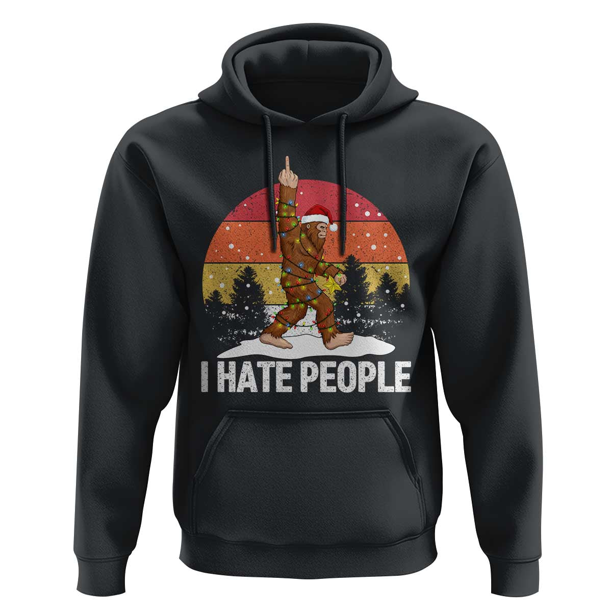 Funny Bigfoot Christmas Hoodie I Hate People - Wonder Print Shop