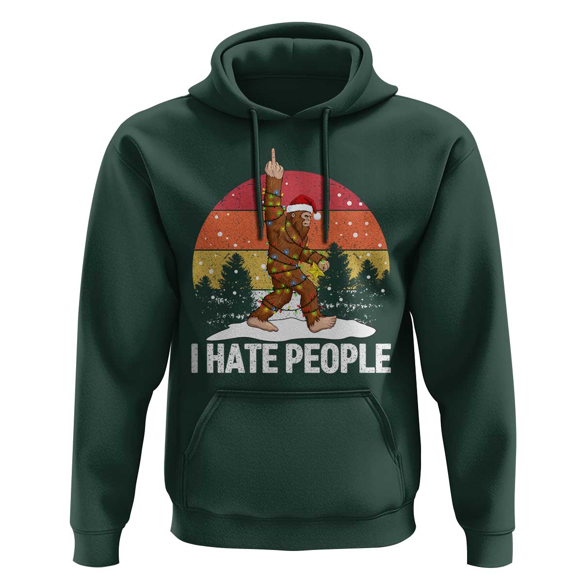 Funny Bigfoot Christmas Hoodie I Hate People - Wonder Print Shop