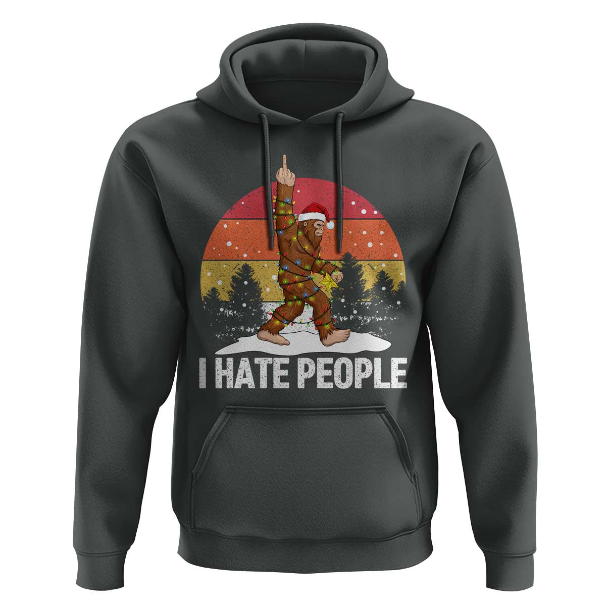 Funny Bigfoot Christmas Hoodie I Hate People - Wonder Print Shop
