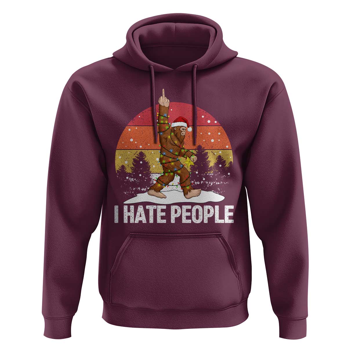 Funny Bigfoot Christmas Hoodie I Hate People - Wonder Print Shop
