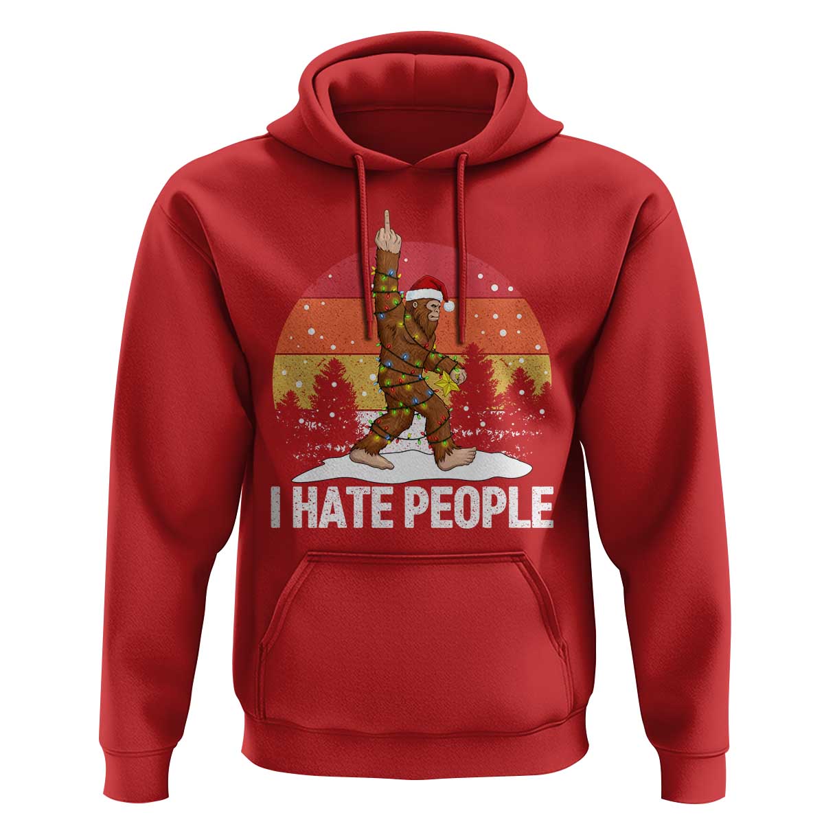 Funny Bigfoot Christmas Hoodie I Hate People - Wonder Print Shop