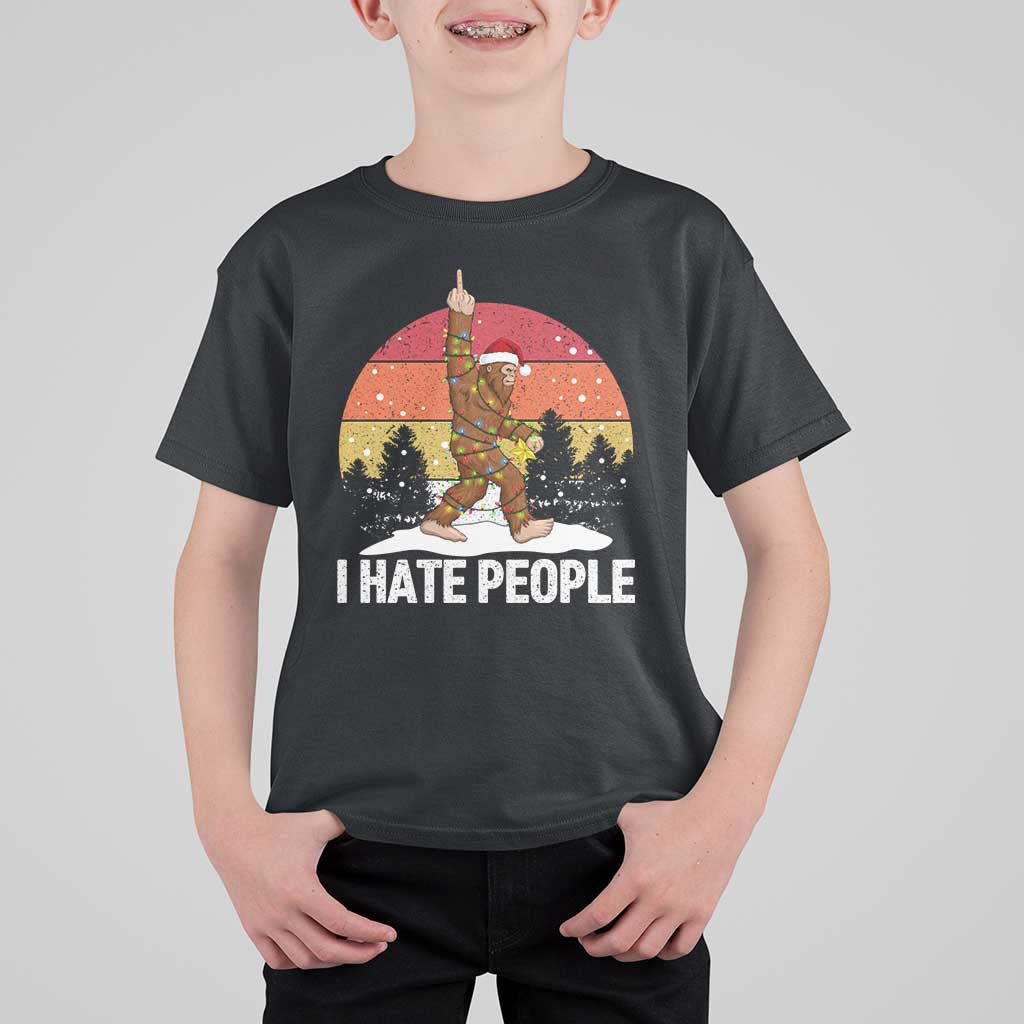 Funny Bigfoot Christmas T Shirt For Kid I Hate People - Wonder Print Shop