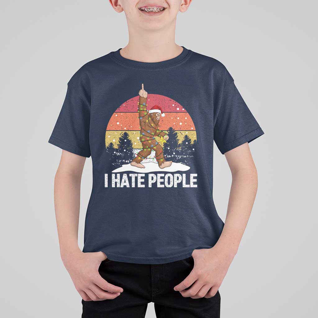 Funny Bigfoot Christmas T Shirt For Kid I Hate People - Wonder Print Shop