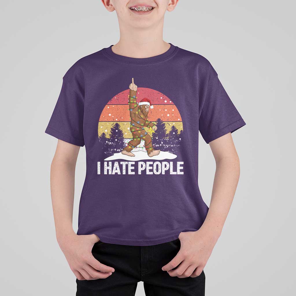 Funny Bigfoot Christmas T Shirt For Kid I Hate People - Wonder Print Shop