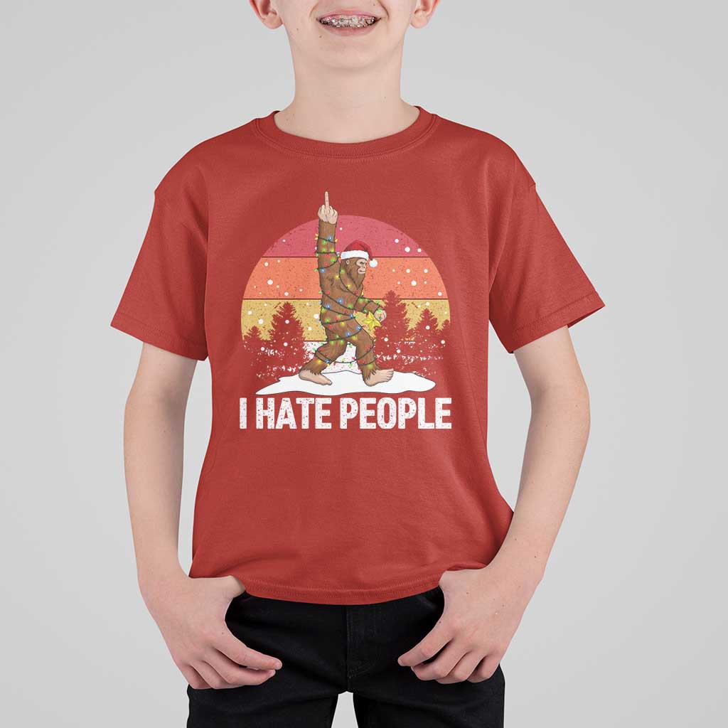 Funny Bigfoot Christmas T Shirt For Kid I Hate People - Wonder Print Shop