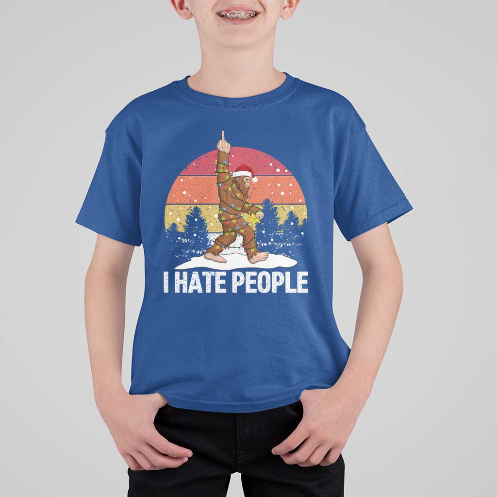 Funny Bigfoot Christmas T Shirt For Kid I Hate People - Wonder Print Shop