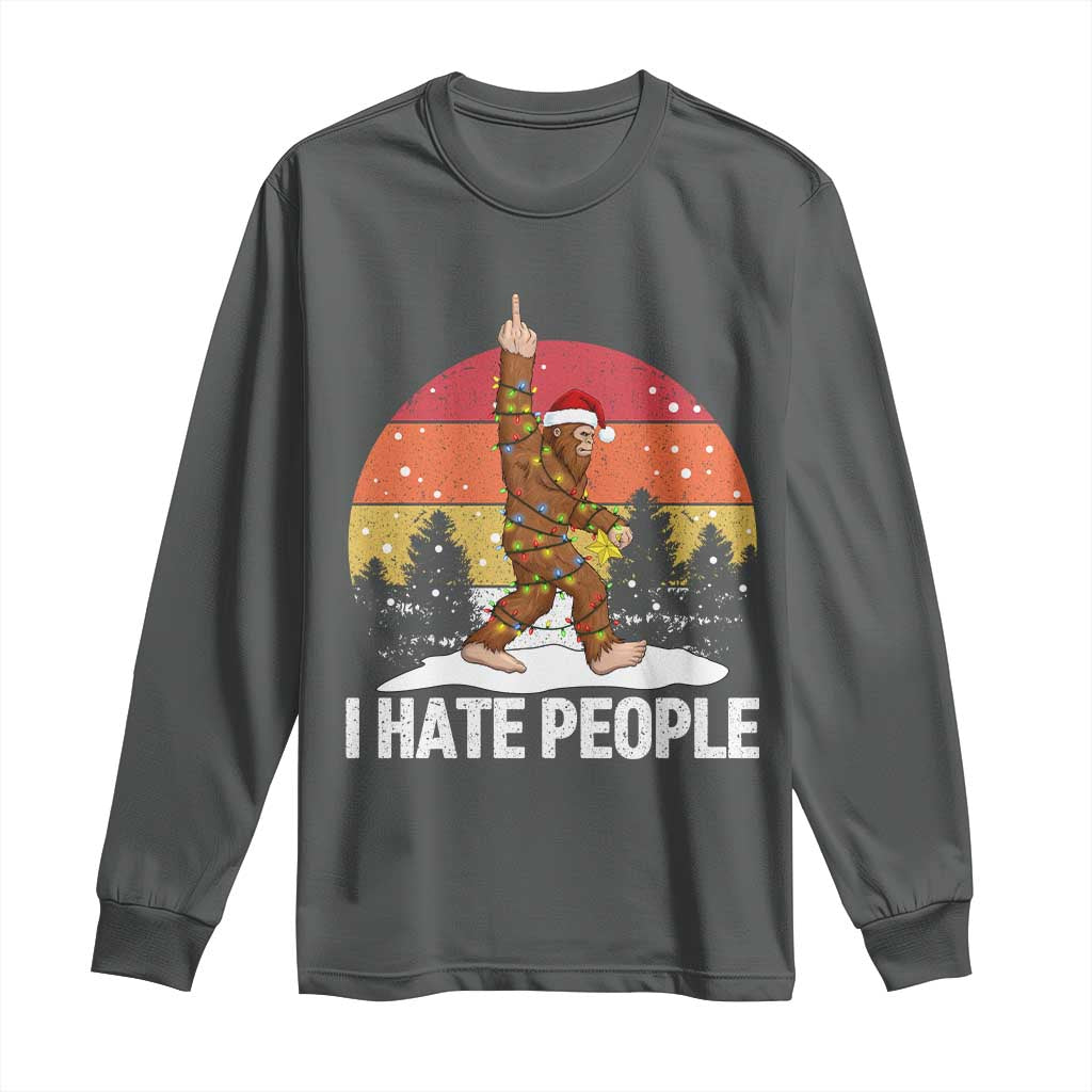 Funny Bigfoot Christmas Long Sleeve Shirt I Hate People - Wonder Print Shop