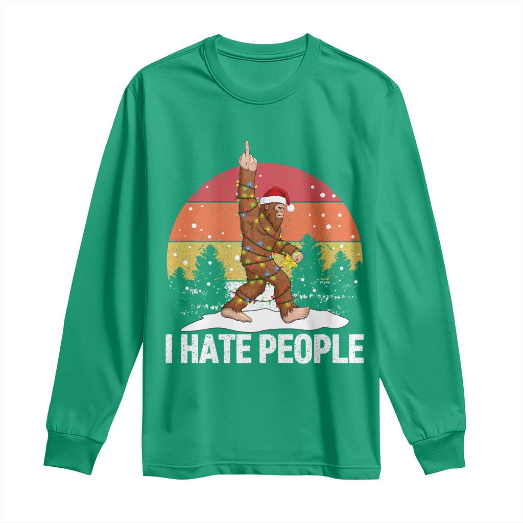 Funny Bigfoot Christmas Long Sleeve Shirt I Hate People - Wonder Print Shop