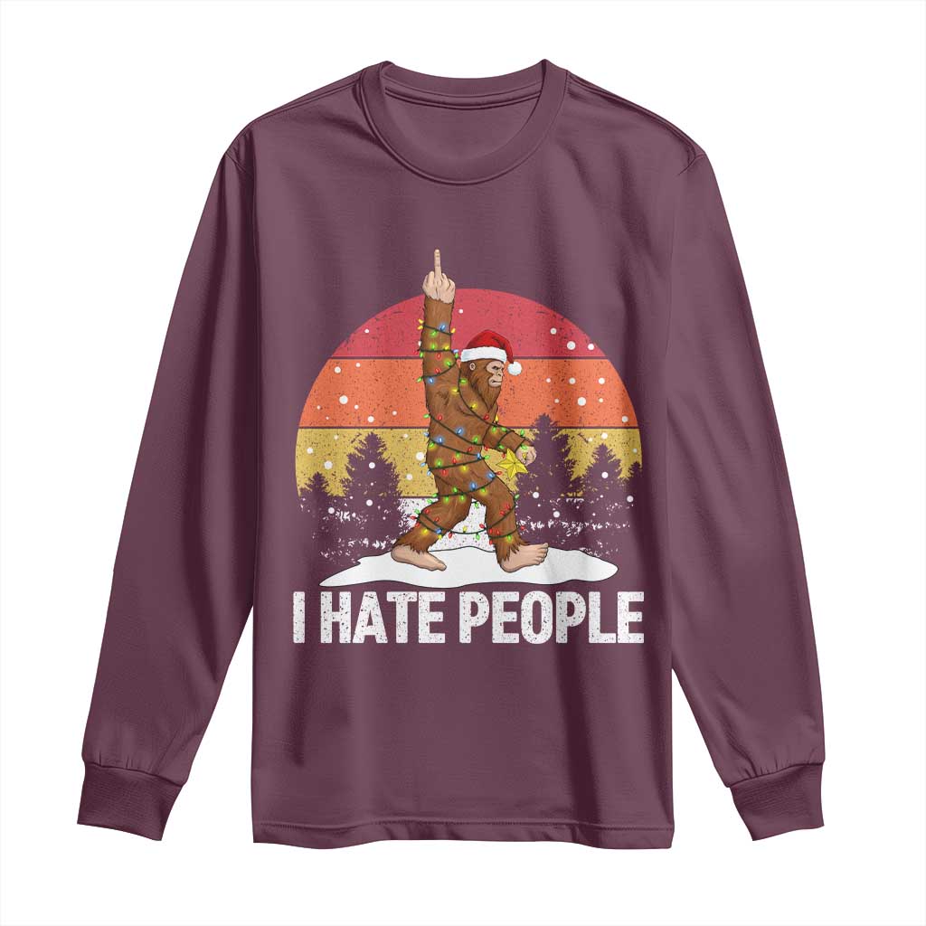 Funny Bigfoot Christmas Long Sleeve Shirt I Hate People - Wonder Print Shop