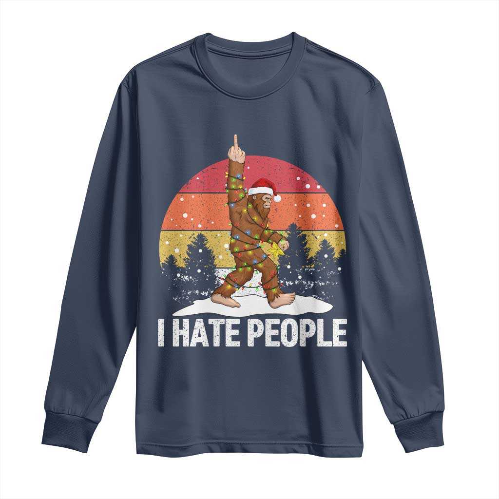 Funny Bigfoot Christmas Long Sleeve Shirt I Hate People - Wonder Print Shop