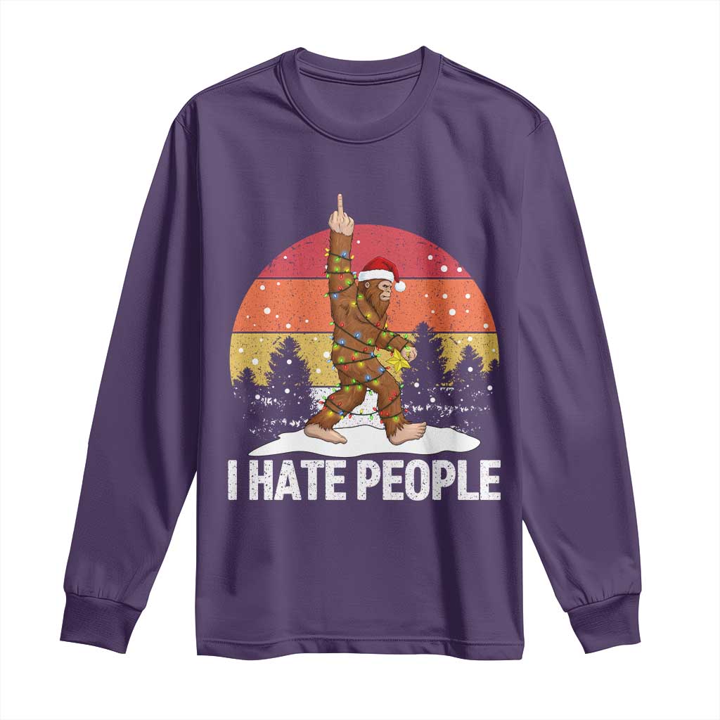 Funny Bigfoot Christmas Long Sleeve Shirt I Hate People - Wonder Print Shop