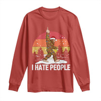 Funny Bigfoot Christmas Long Sleeve Shirt I Hate People - Wonder Print Shop
