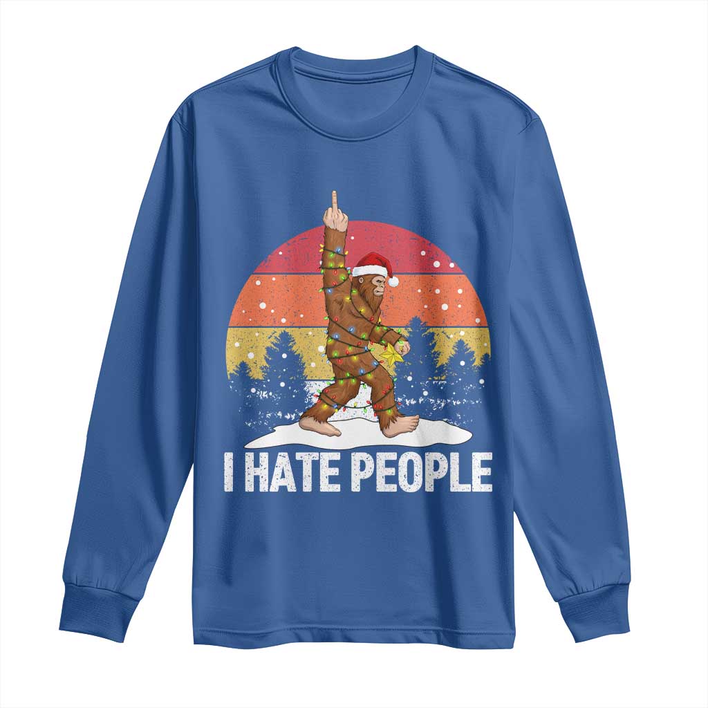 Funny Bigfoot Christmas Long Sleeve Shirt I Hate People - Wonder Print Shop