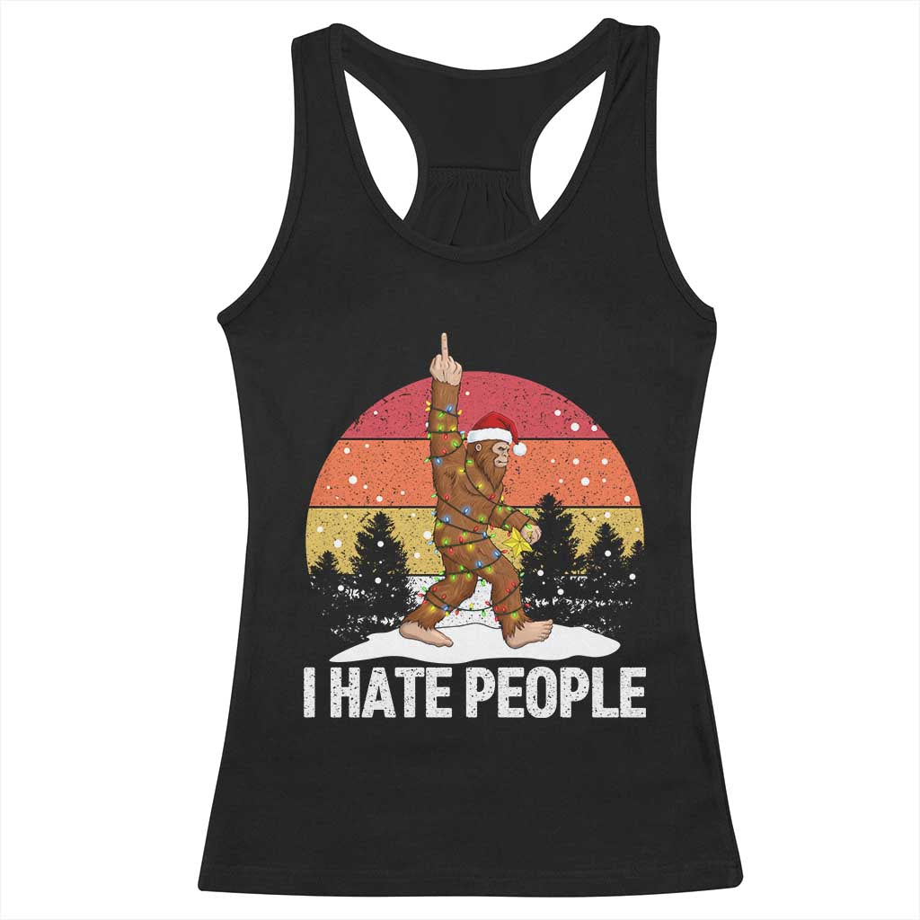 Funny Bigfoot Christmas Racerback Tank Top I Hate People - Wonder Print Shop