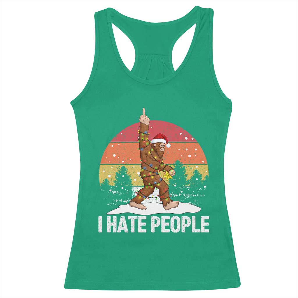 Funny Bigfoot Christmas Racerback Tank Top I Hate People - Wonder Print Shop
