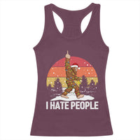 Funny Bigfoot Christmas Racerback Tank Top I Hate People - Wonder Print Shop