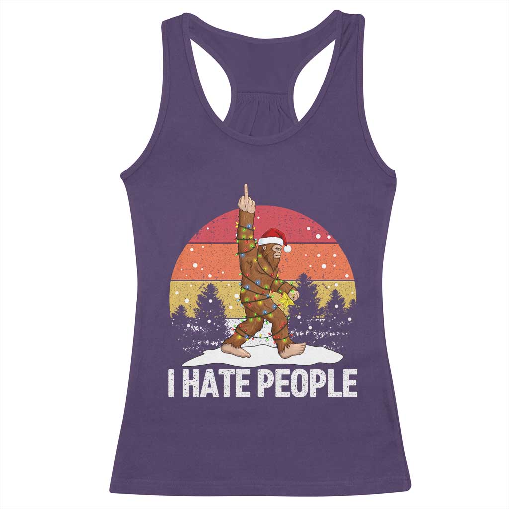 Funny Bigfoot Christmas Racerback Tank Top I Hate People - Wonder Print Shop