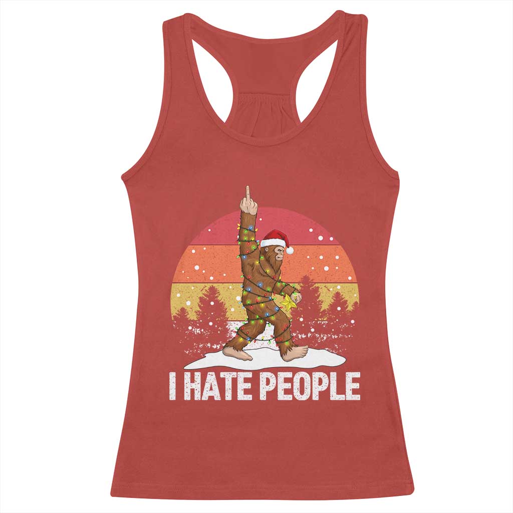 Funny Bigfoot Christmas Racerback Tank Top I Hate People - Wonder Print Shop