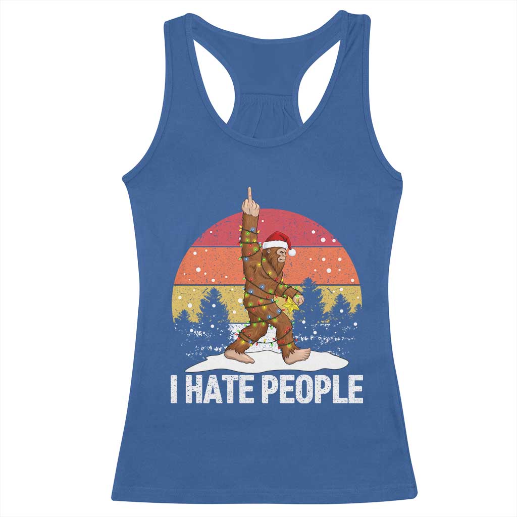 Funny Bigfoot Christmas Racerback Tank Top I Hate People - Wonder Print Shop