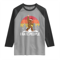 Funny Bigfoot Christmas Raglan Shirt I Hate People - Wonder Print Shop