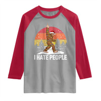 Funny Bigfoot Christmas Raglan Shirt I Hate People - Wonder Print Shop
