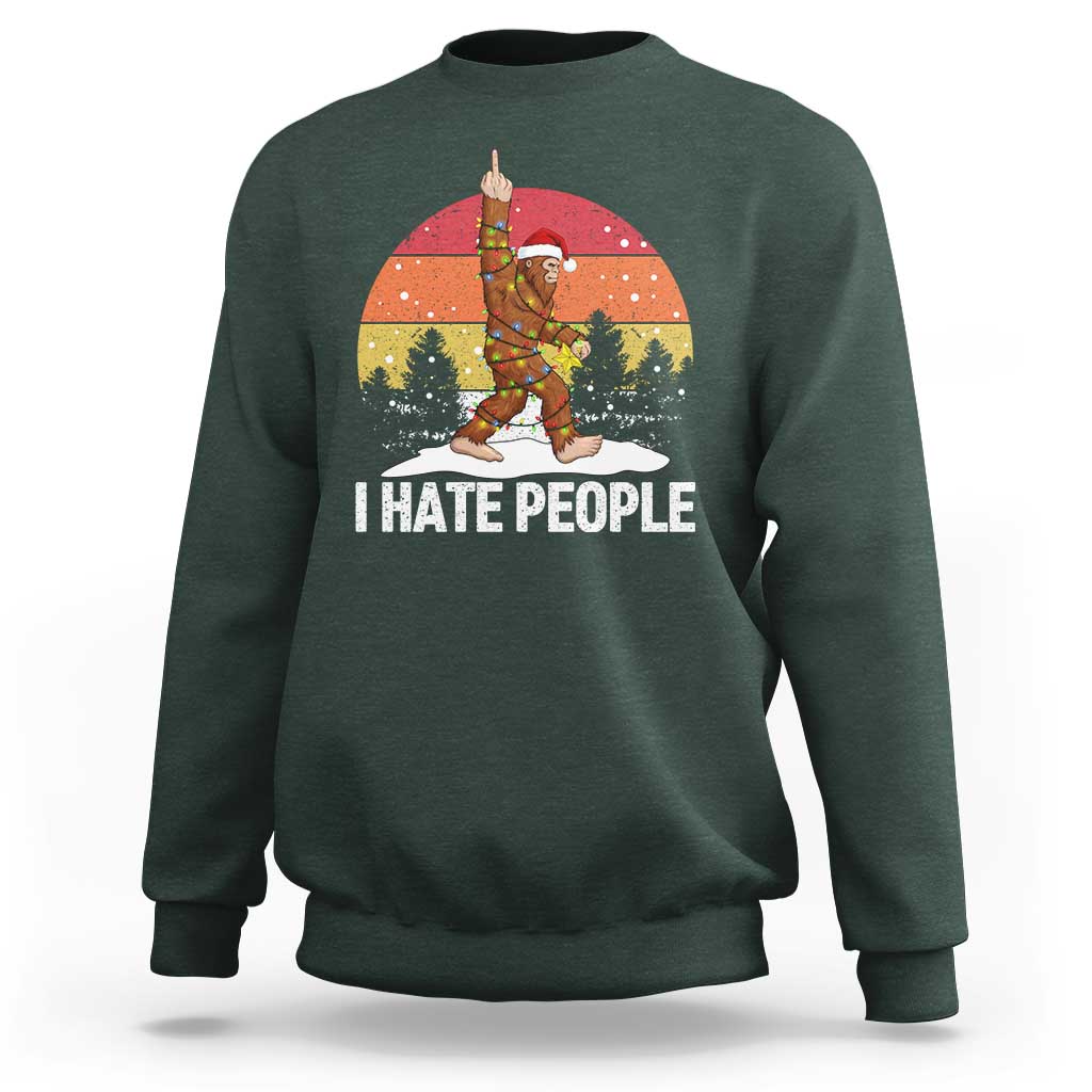 Funny Bigfoot Christmas Sweatshirt I Hate People - Wonder Print Shop