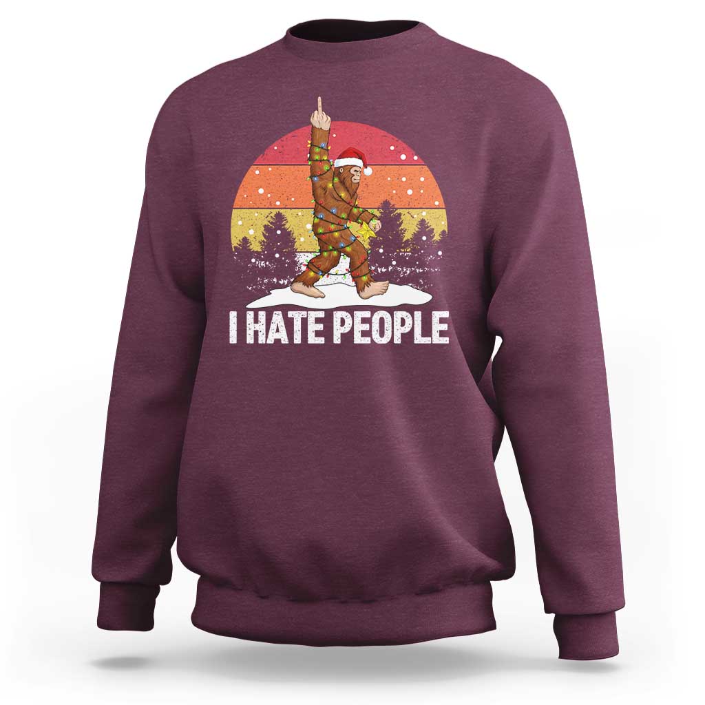 Funny Bigfoot Christmas Sweatshirt I Hate People - Wonder Print Shop