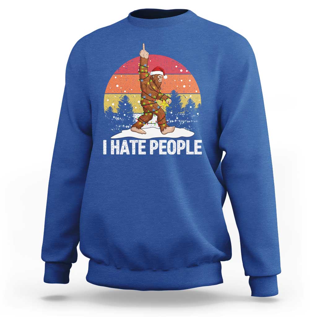 Funny Bigfoot Christmas Sweatshirt I Hate People - Wonder Print Shop
