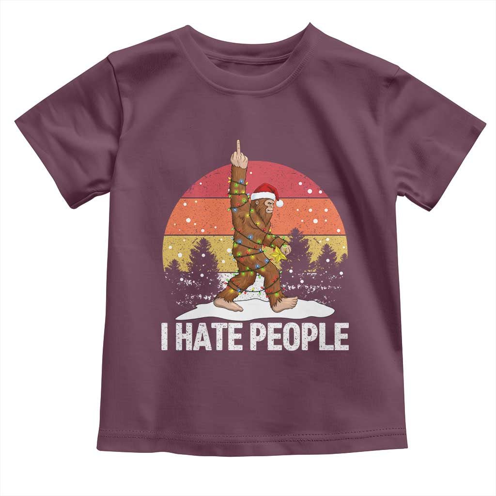 Funny Bigfoot Christmas Toddler T Shirt I Hate People - Wonder Print Shop