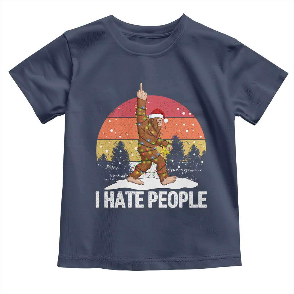 Funny Bigfoot Christmas Toddler T Shirt I Hate People - Wonder Print Shop