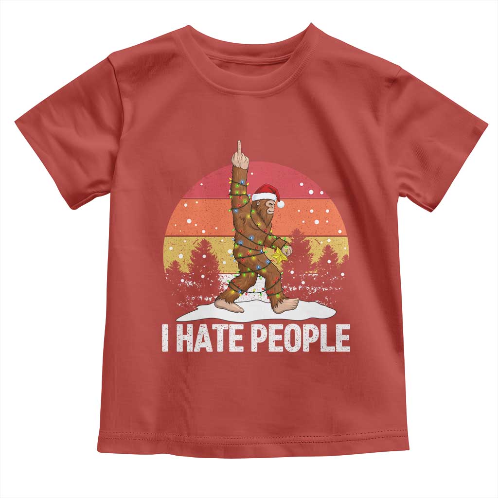Funny Bigfoot Christmas Toddler T Shirt I Hate People - Wonder Print Shop