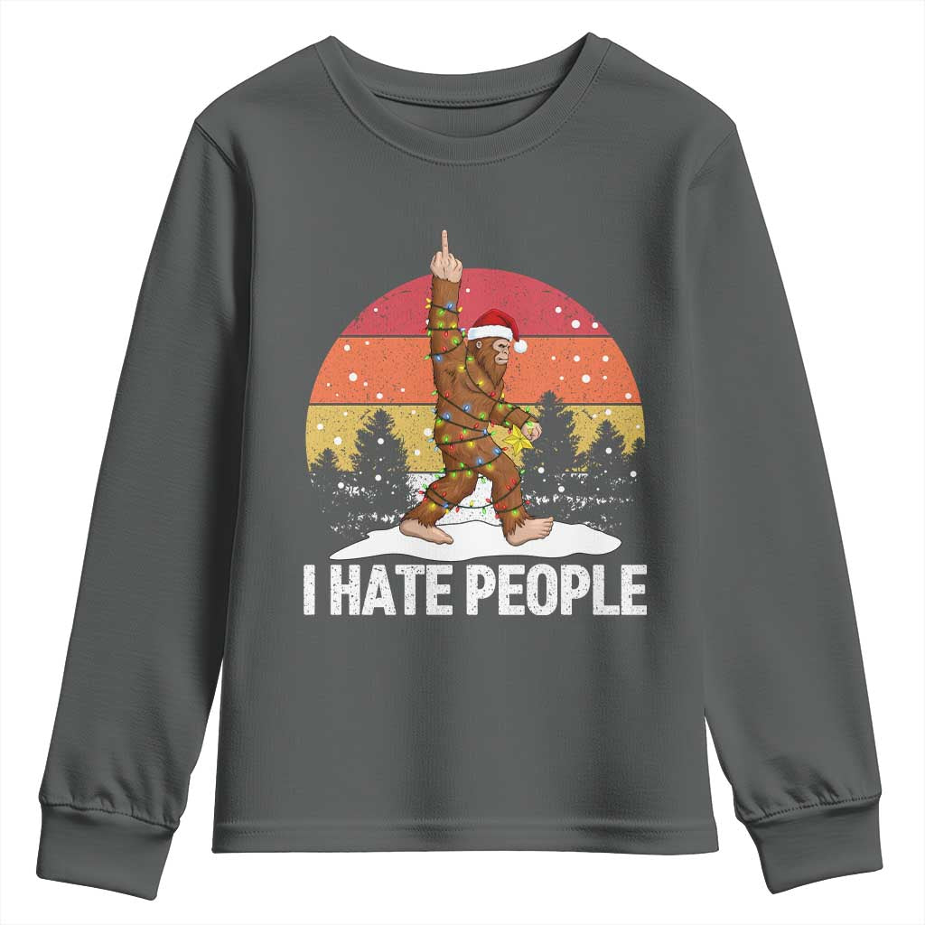 Funny Bigfoot Christmas Youth Sweatshirt I Hate People - Wonder Print Shop