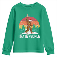 Funny Bigfoot Christmas Youth Sweatshirt I Hate People - Wonder Print Shop