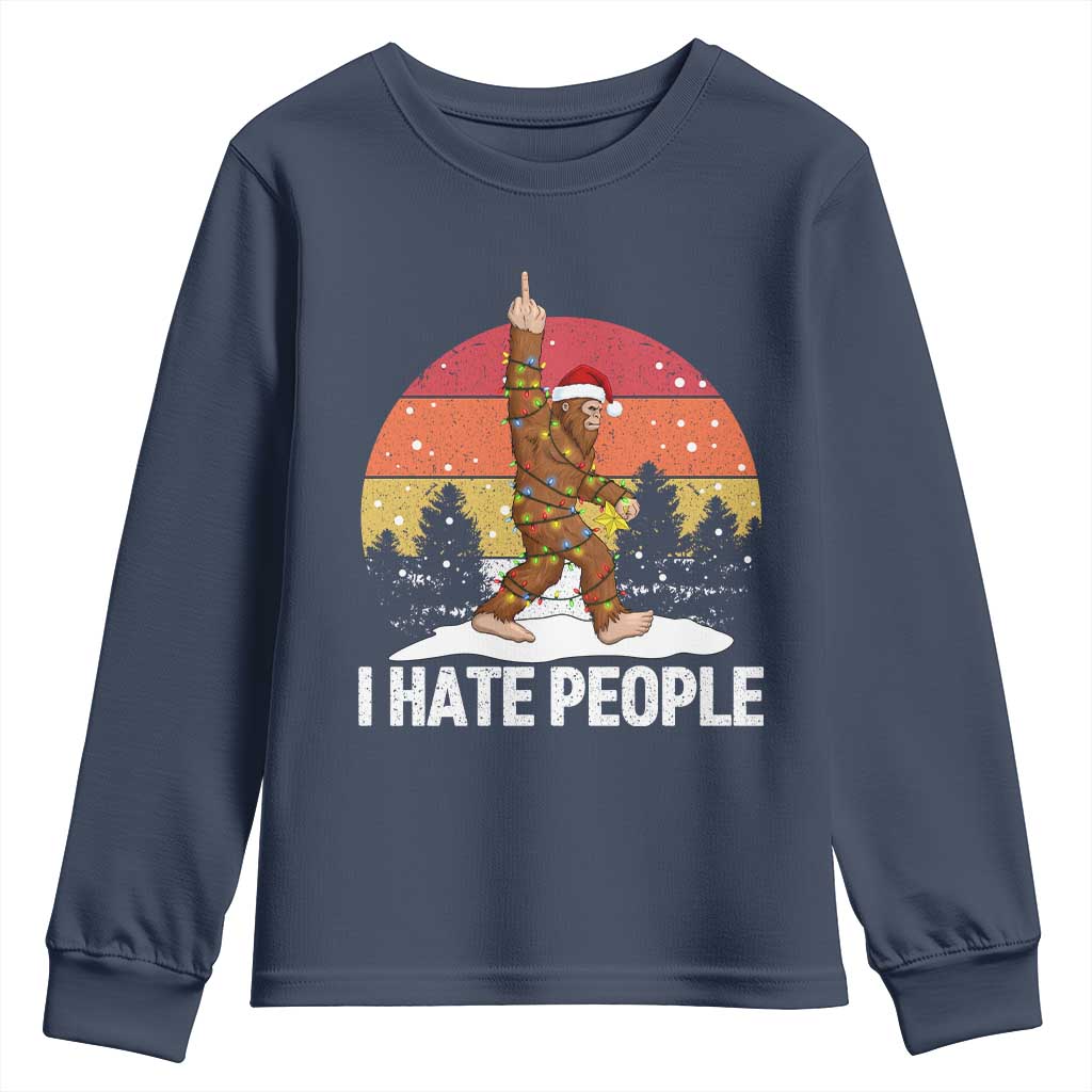 Funny Bigfoot Christmas Youth Sweatshirt I Hate People - Wonder Print Shop