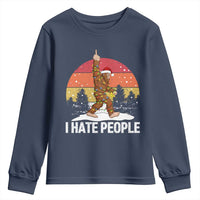 Funny Bigfoot Christmas Youth Sweatshirt I Hate People - Wonder Print Shop