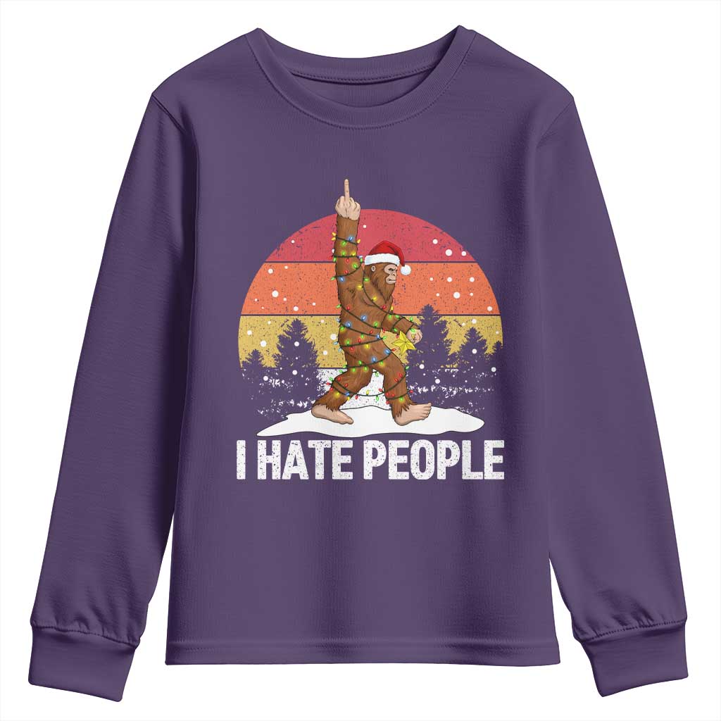 Funny Bigfoot Christmas Youth Sweatshirt I Hate People - Wonder Print Shop