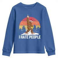 Funny Bigfoot Christmas Youth Sweatshirt I Hate People - Wonder Print Shop