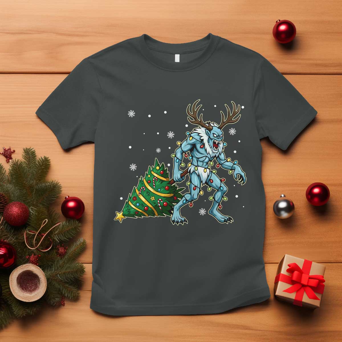 Wendigo Monster T Shirt Cryptid Mythical Christmas - Wonder Print Shop