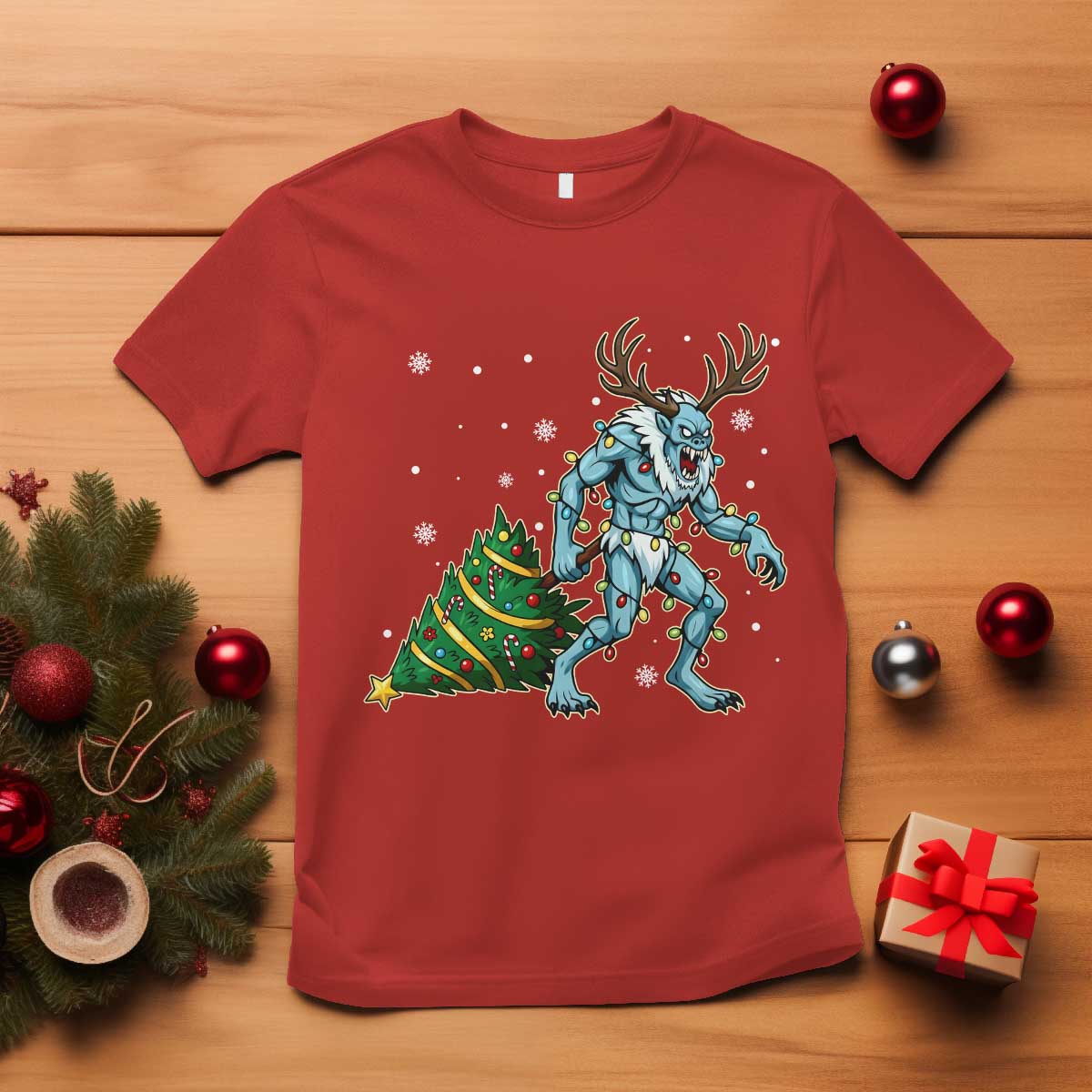 Wendigo Monster T Shirt Cryptid Mythical Christmas - Wonder Print Shop