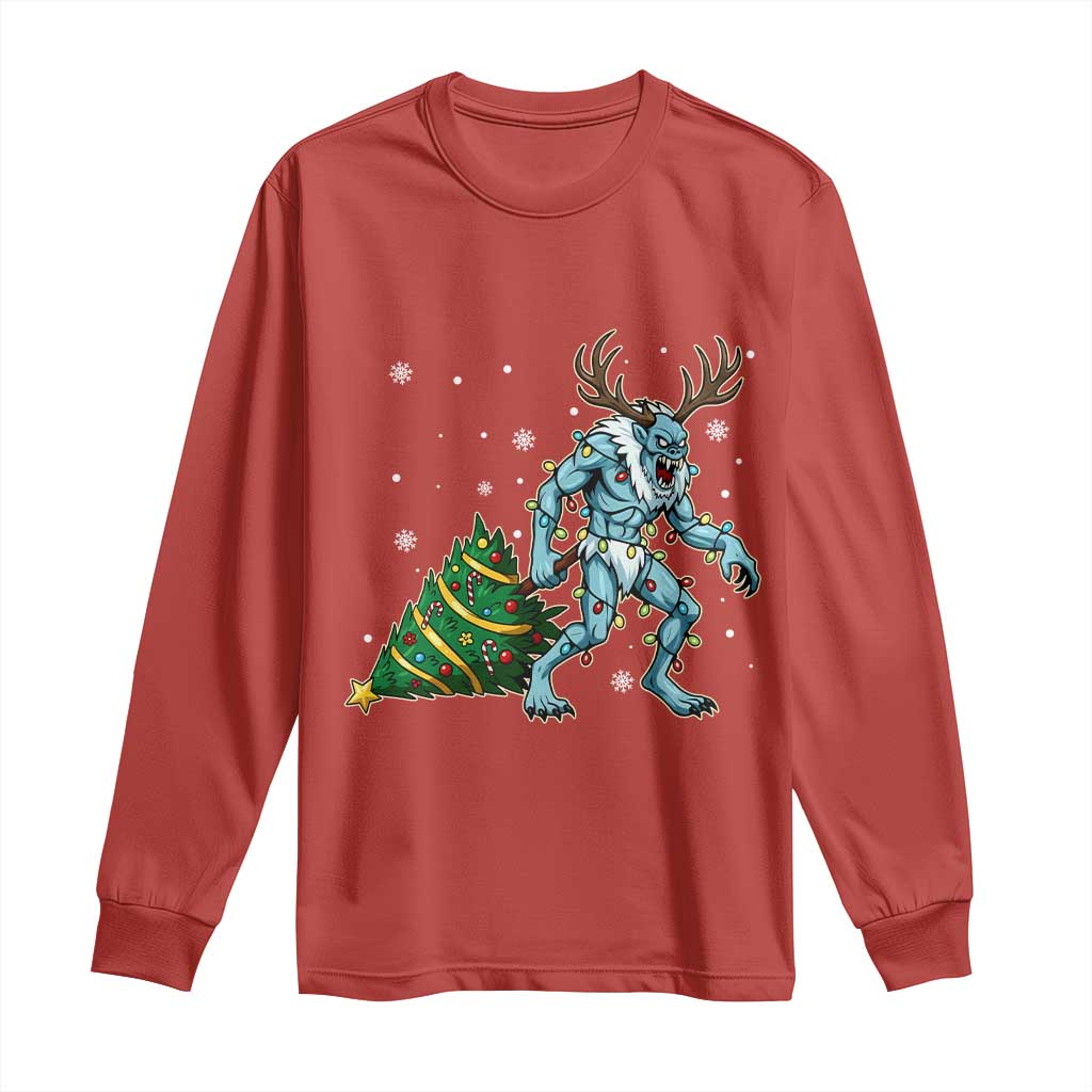 Wendigo Monster Long Sleeve Shirt Cryptid Mythical Christmas - Wonder Print Shop