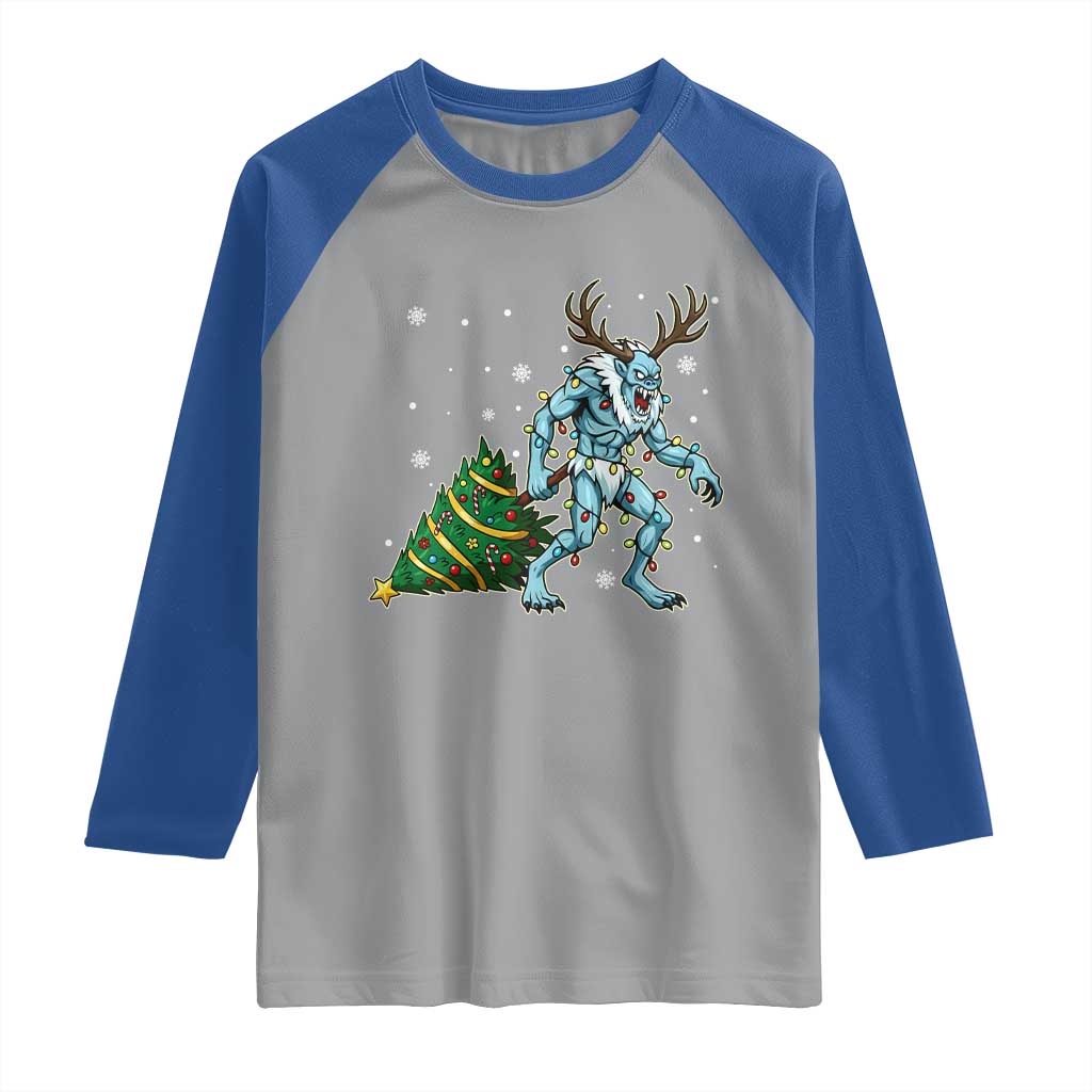 Wendigo Monster Raglan Shirt Cryptid Mythical Christmas - Wonder Print Shop