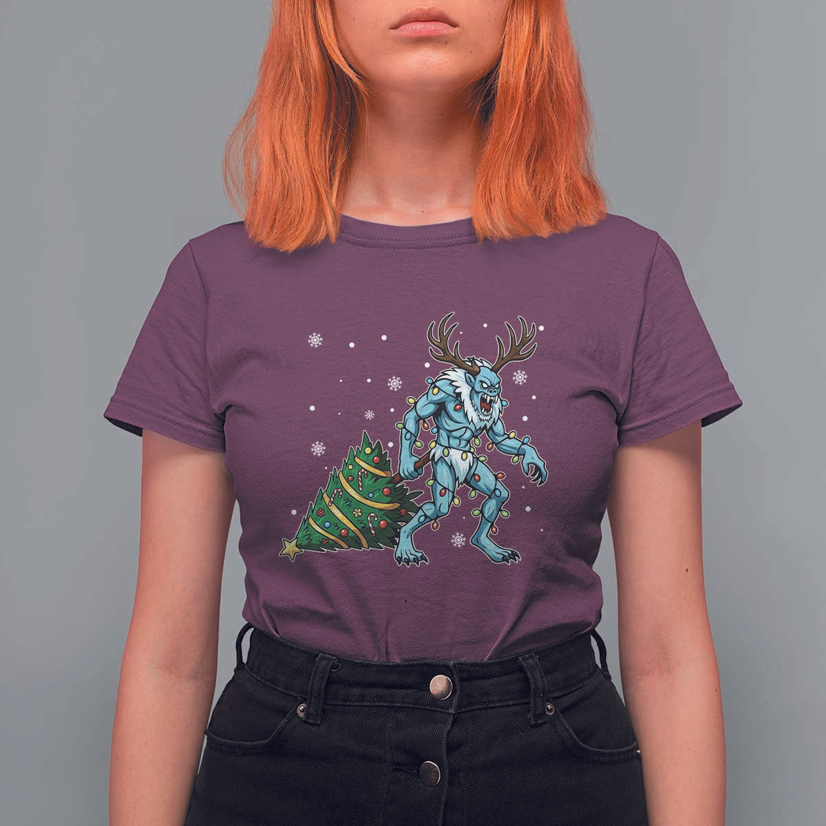 Wendigo Monster T Shirt For Women Cryptid Mythical Christmas - Wonder Print Shop