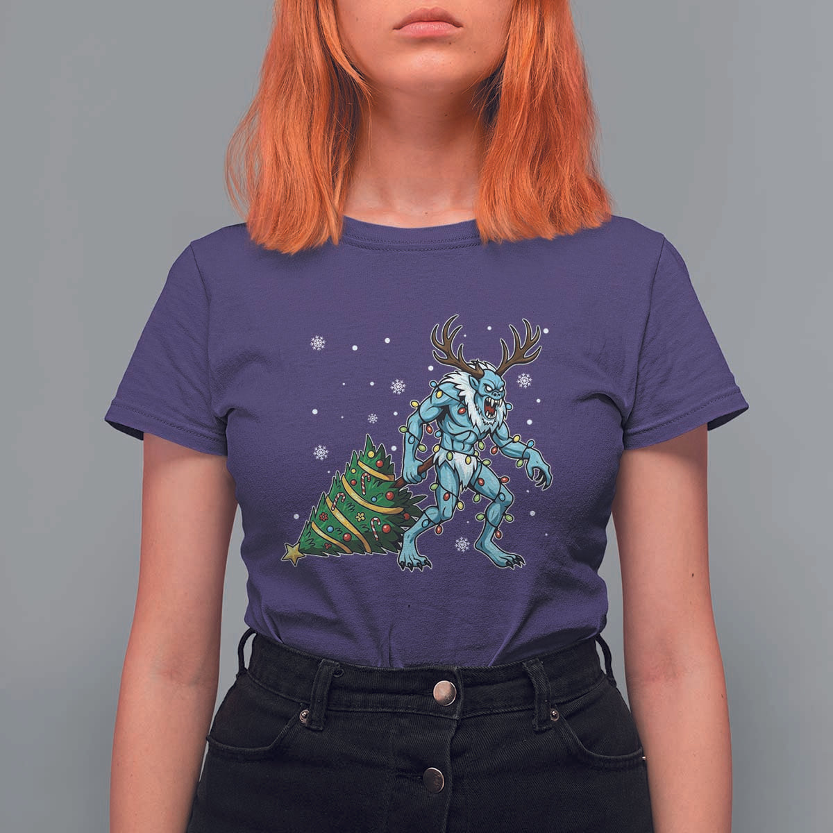 Wendigo Monster T Shirt For Women Cryptid Mythical Christmas - Wonder Print Shop