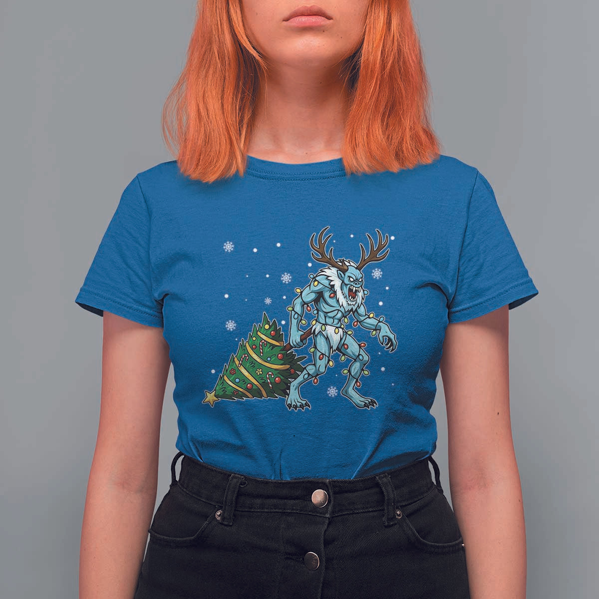 Wendigo Monster T Shirt For Women Cryptid Mythical Christmas - Wonder Print Shop