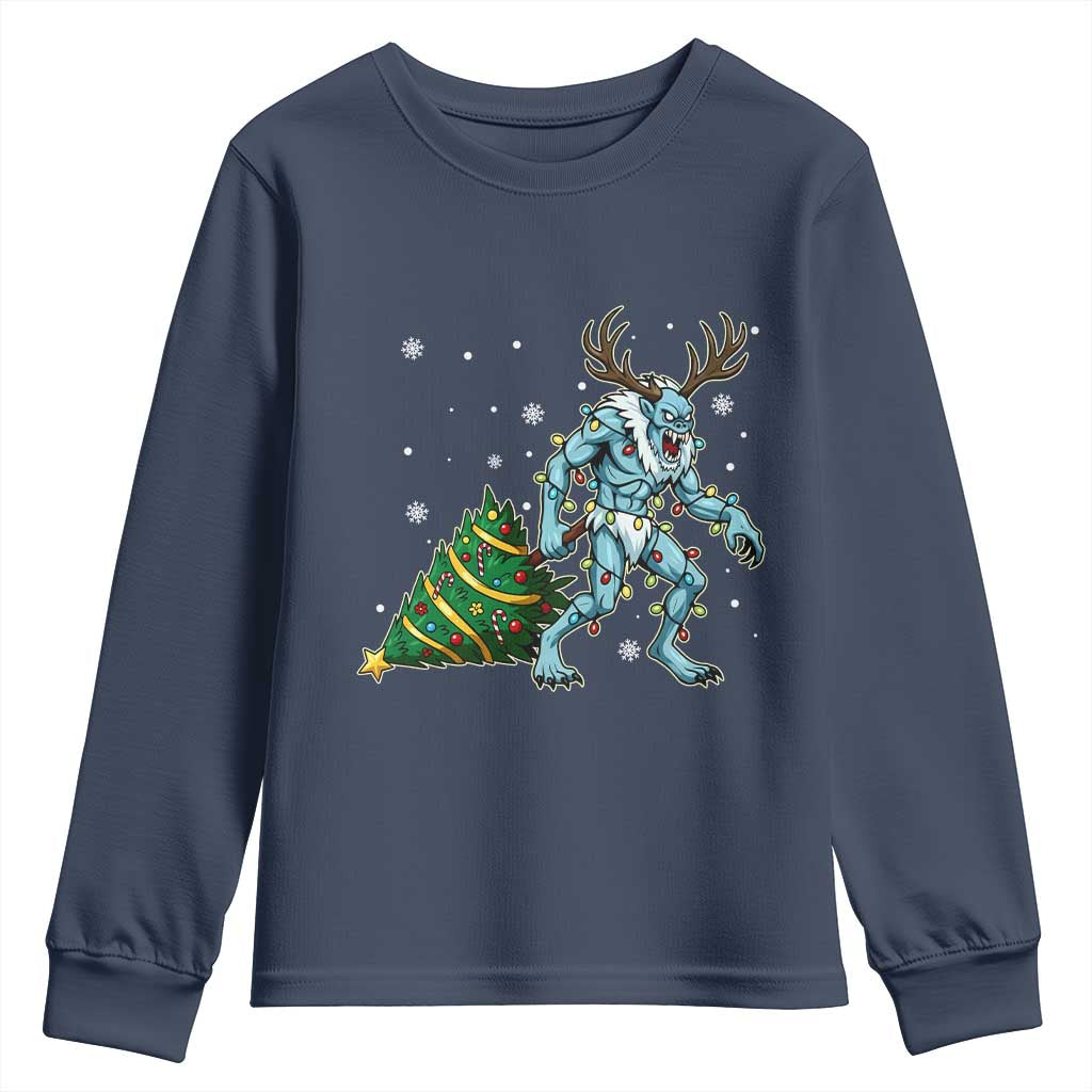Wendigo Monster Youth Sweatshirt Cryptid Mythical Christmas - Wonder Print Shop