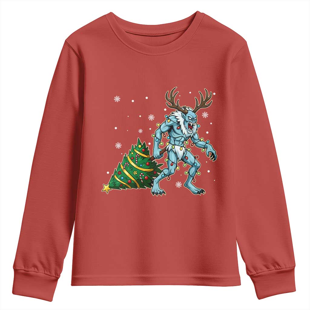 Wendigo Monster Youth Sweatshirt Cryptid Mythical Christmas - Wonder Print Shop