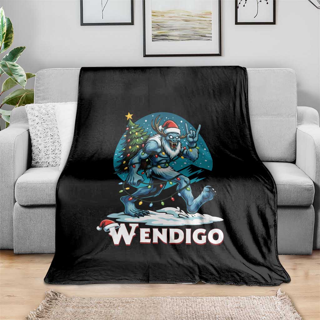 Funny Wendigo Monster Christmas Throw Blanket Rock On Hand Meme Xmas - Wonder Print Shop