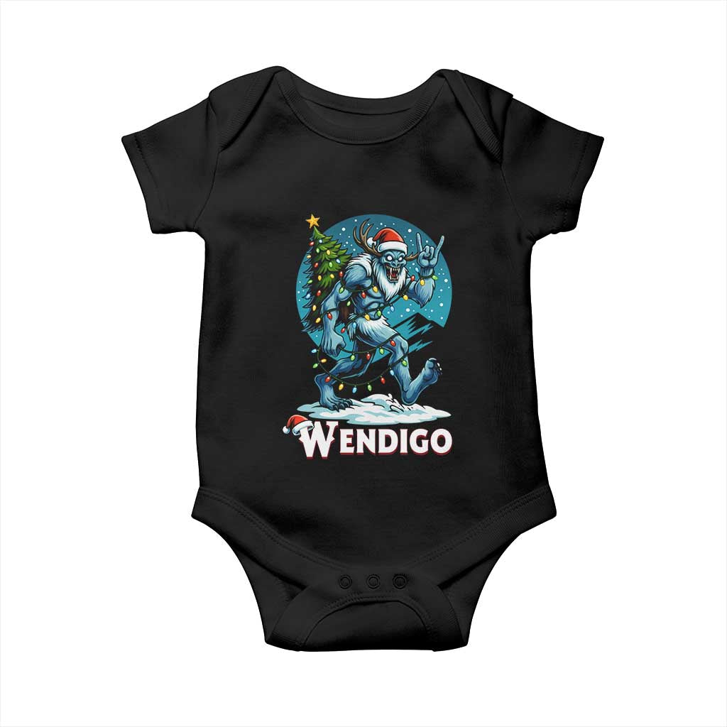 Funny Wendigo Monster Christmas Baby Onesie Rock On Hand Meme Xmas - Wonder Print Shop